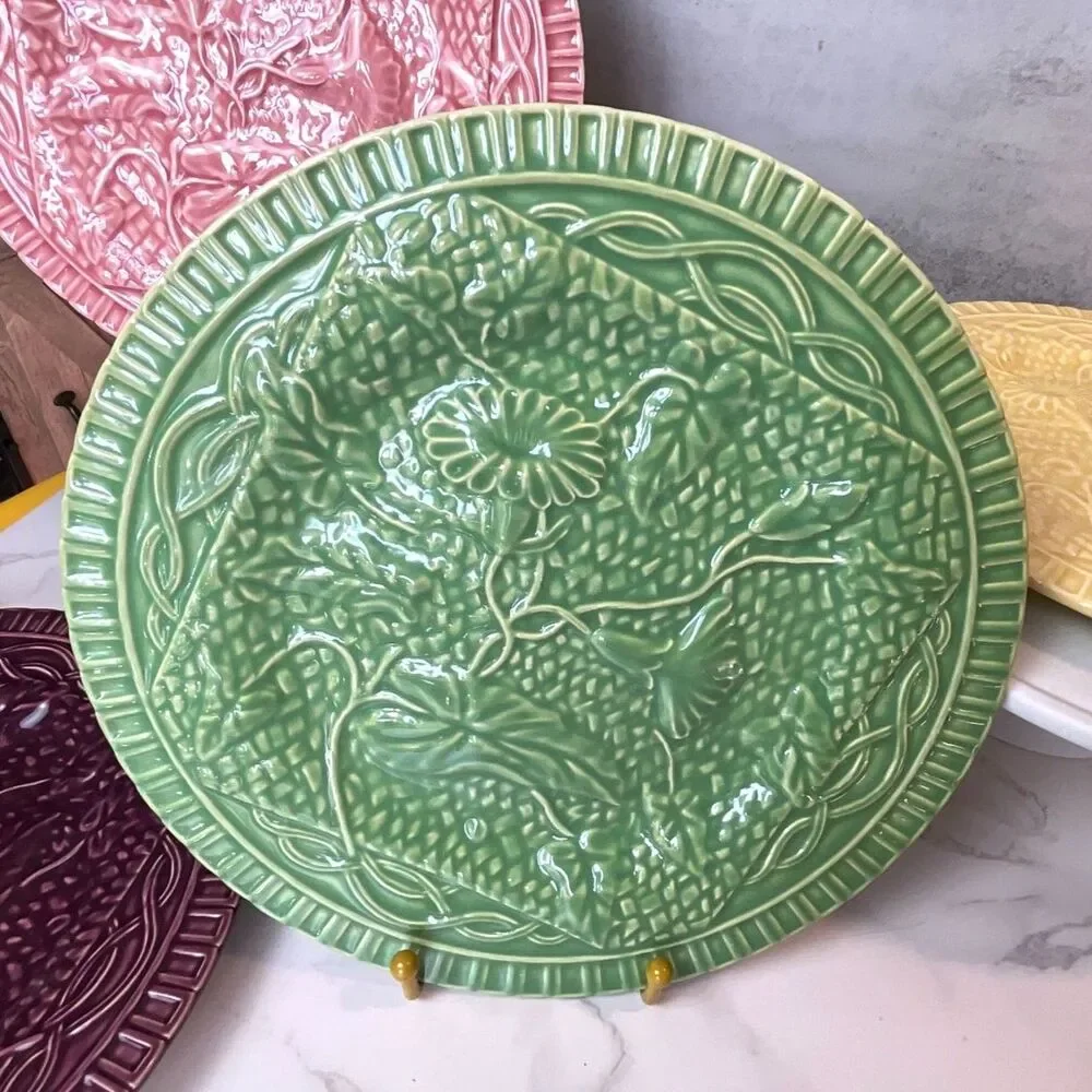 Bordallo Pinheiro Portugal set of 4 Morning Glory plates Vintage - Picture 2 of 7